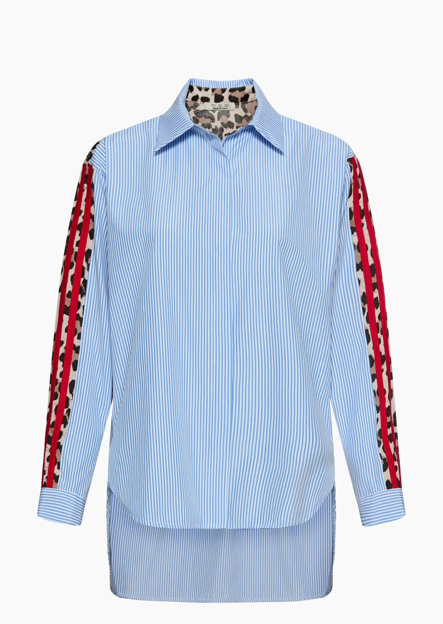 gestreifte Bluse mit Leohighlights, blau-weiß