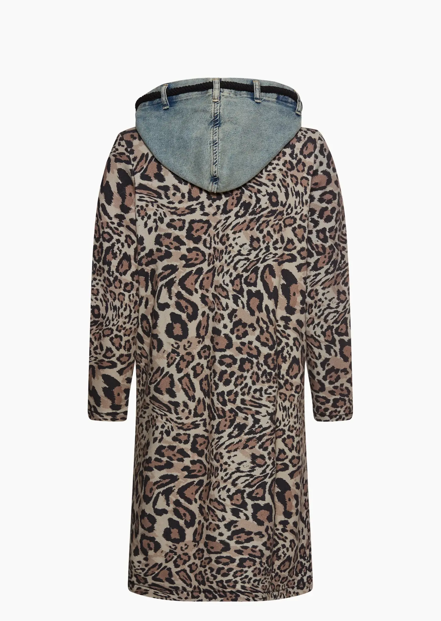 Kleid im Leo-& Jeansstyle, crema