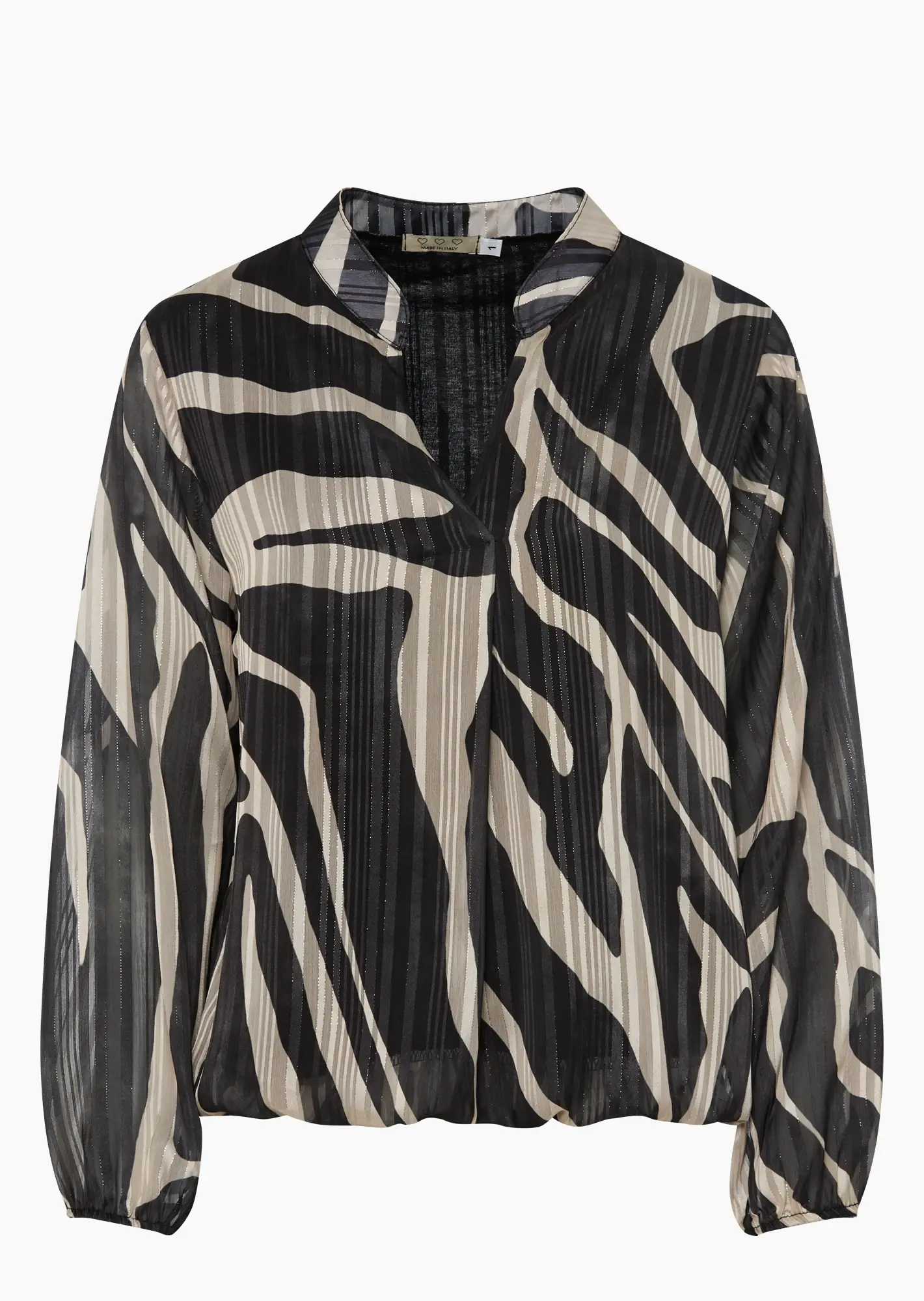 Bluse mit Glitzereffekt, schwarz-crema