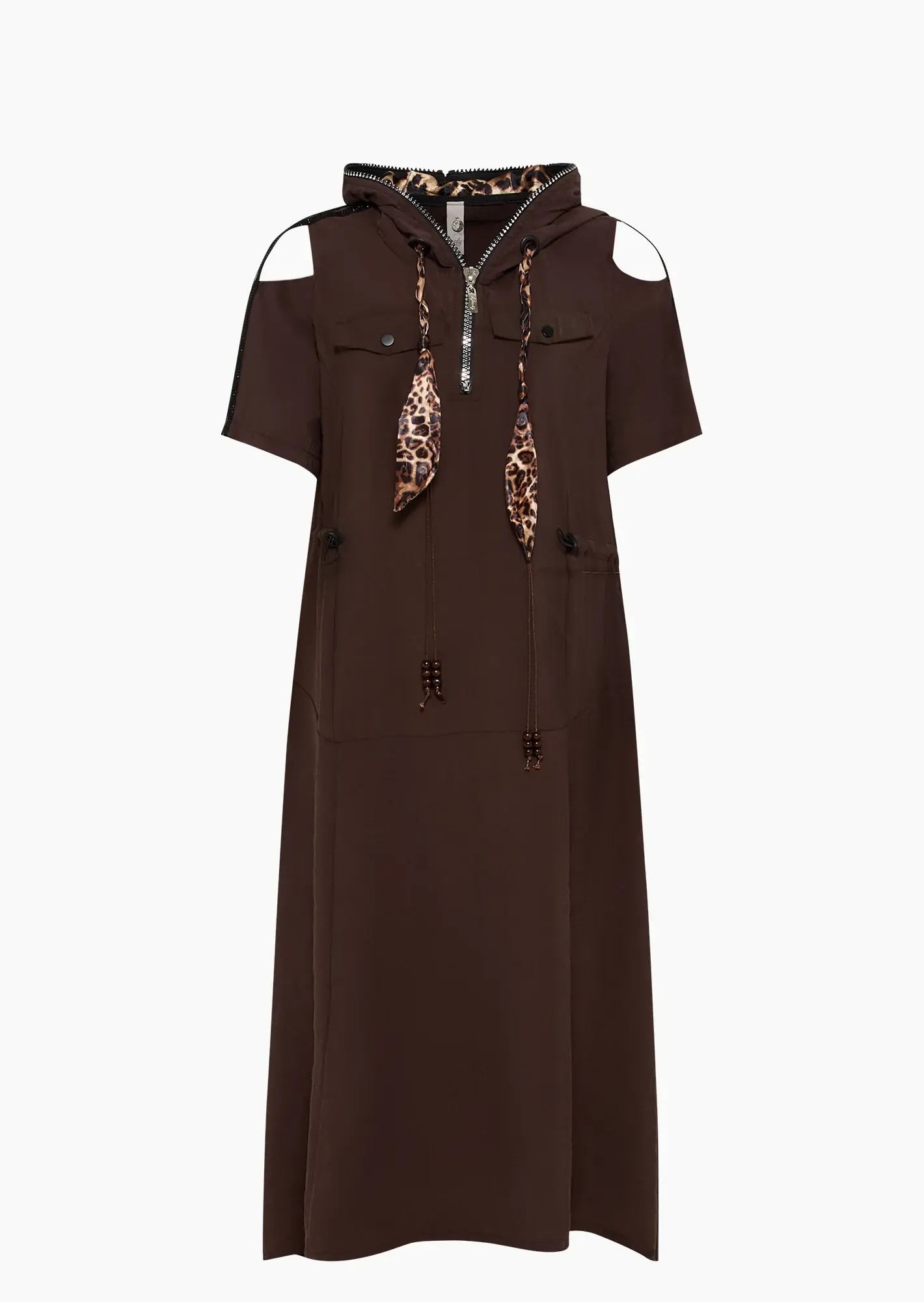 Modal Kleid mit Cut-Outs und Animaldetails, taupe