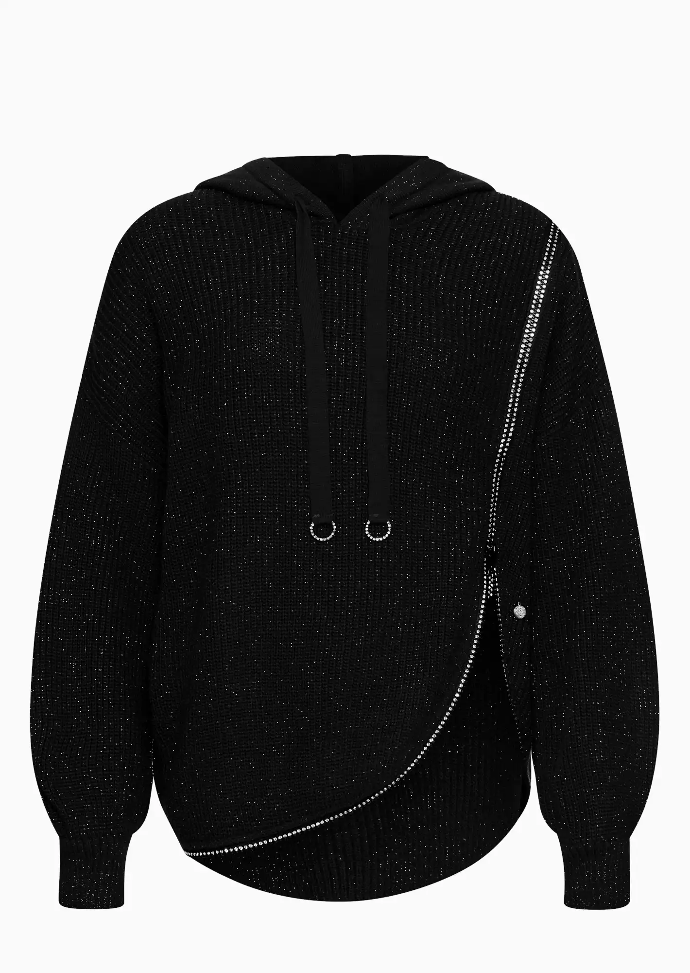 Strickpullover mit Ziersteinen, schwarz