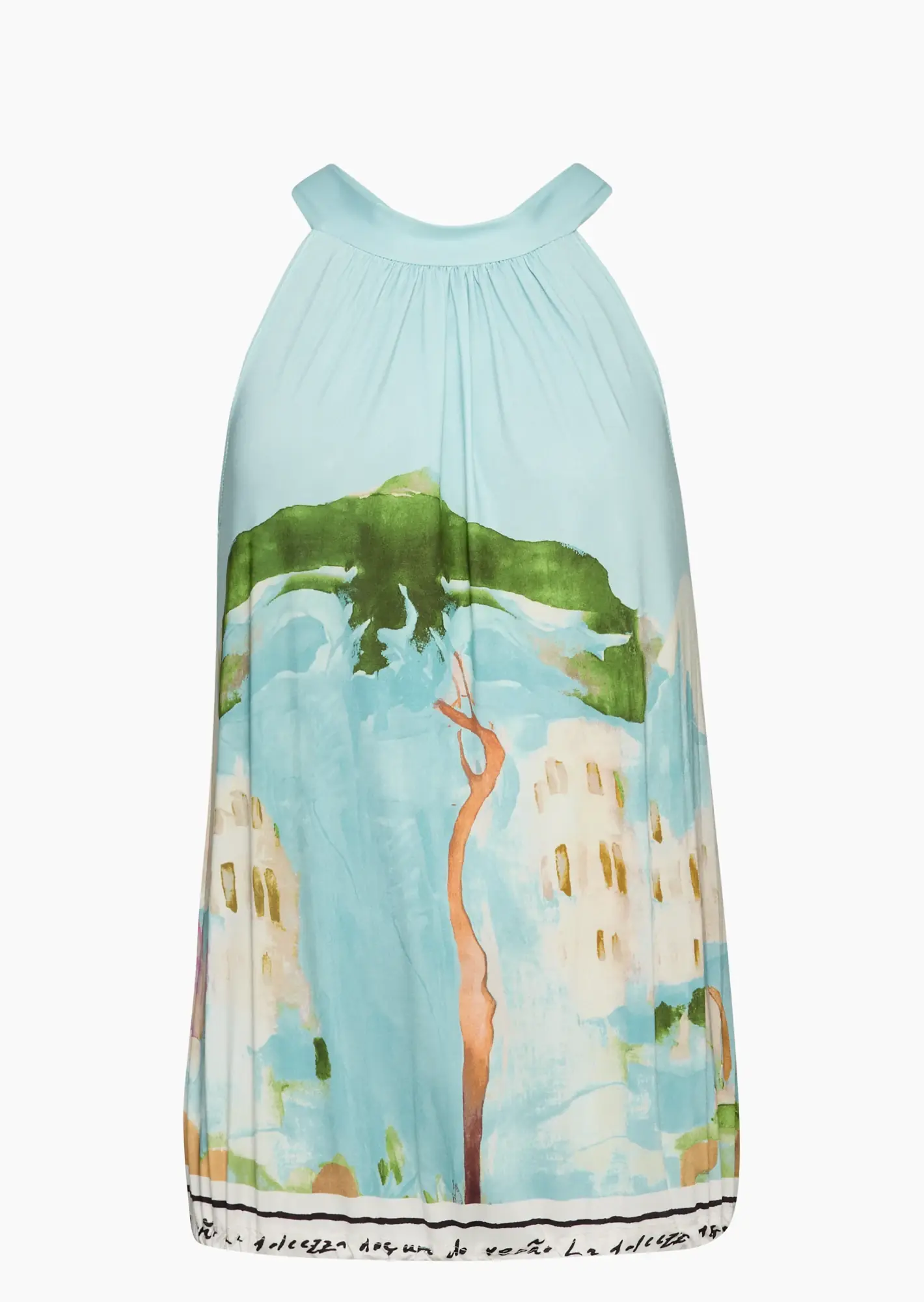 Leichtes Neckholdertop im sommerlichen Print, misty green