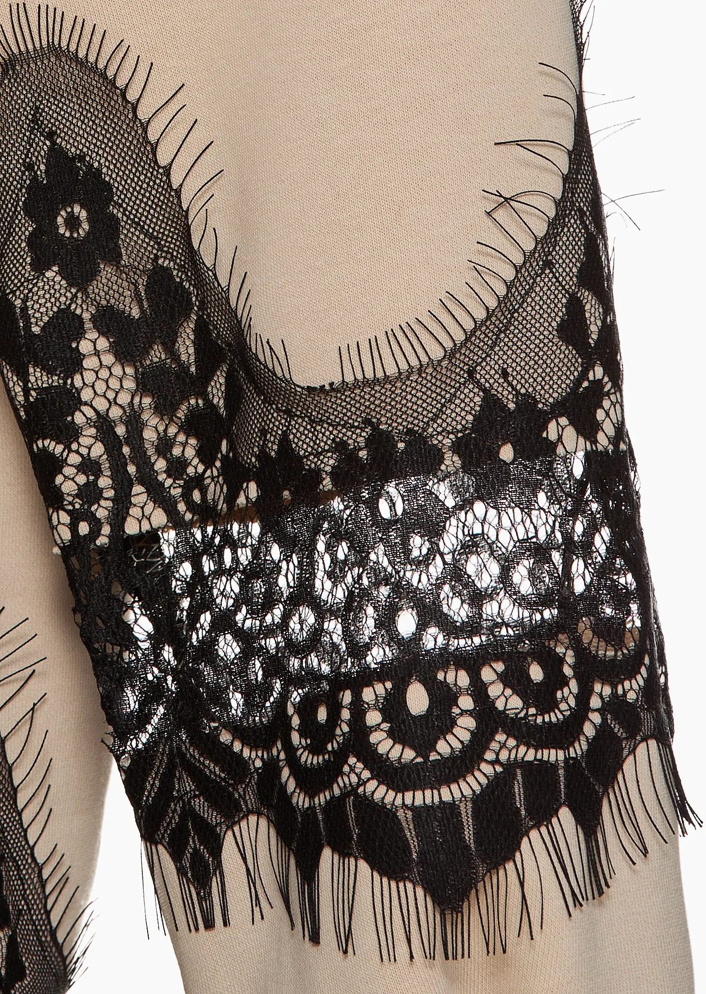 Sweatpullover mit Spitze, crema-schwarz