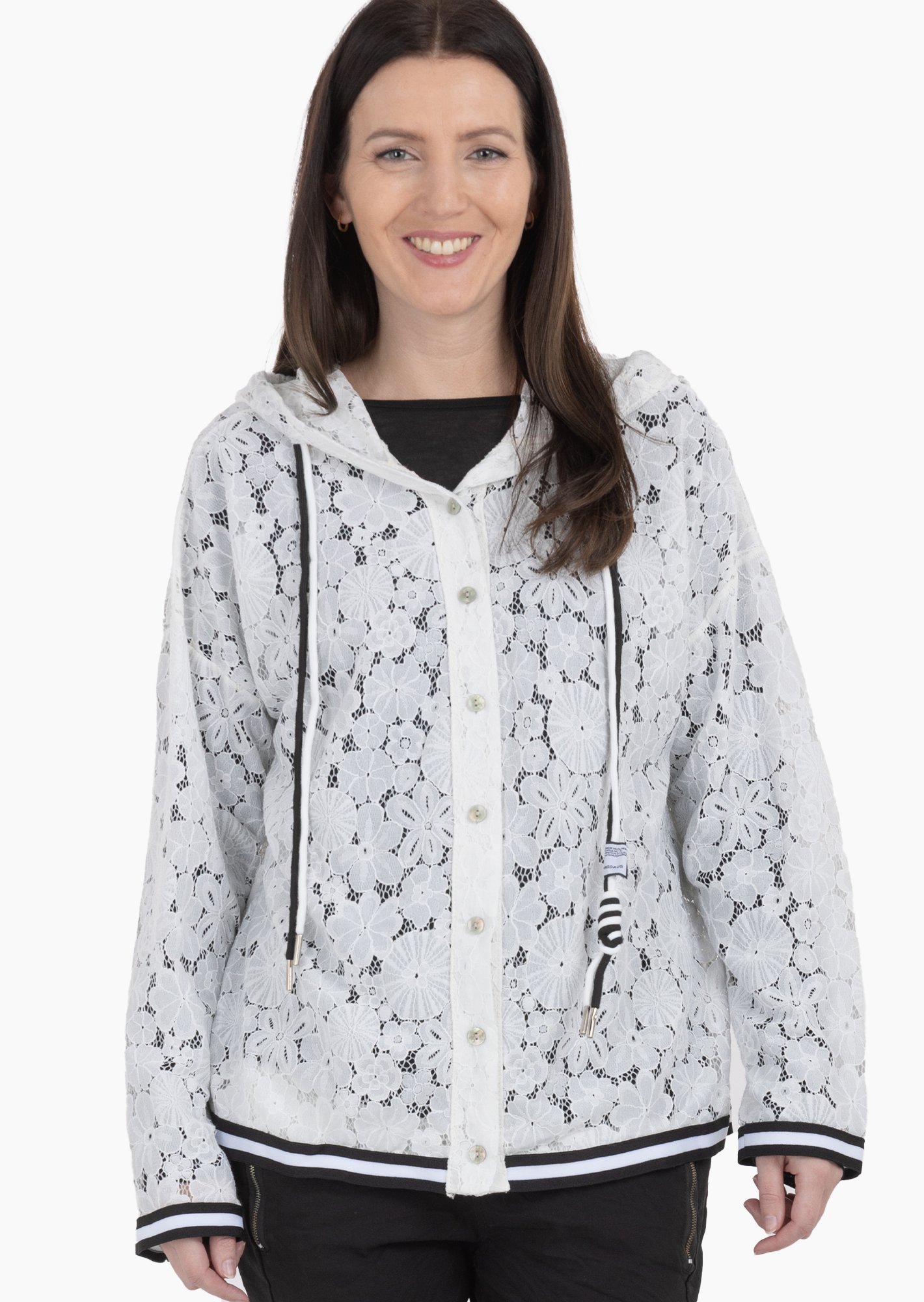 Blusenjacke aus floraler Spitze, offwhite
