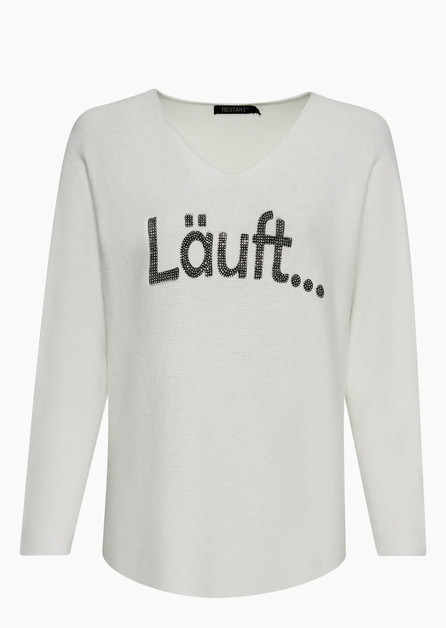 Strickpullover 'Läuft', offwhite