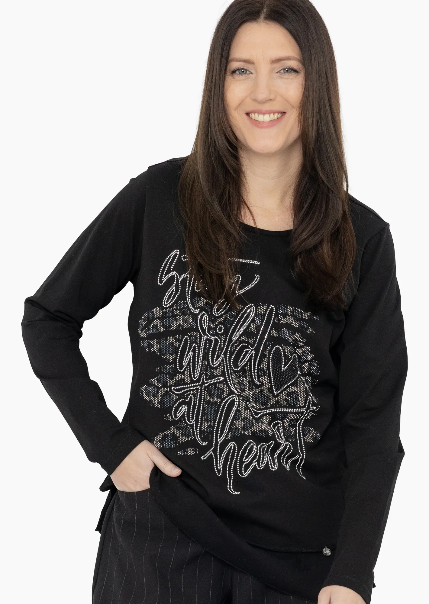 Shirt 'Stay wild', schwarz