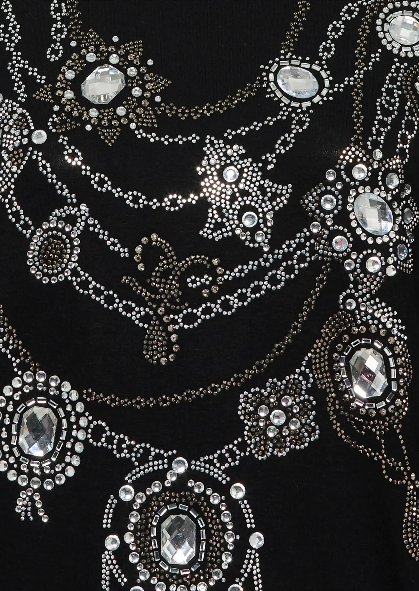 Langarmshirt mit dekorativen Ziersteinen, schwarz