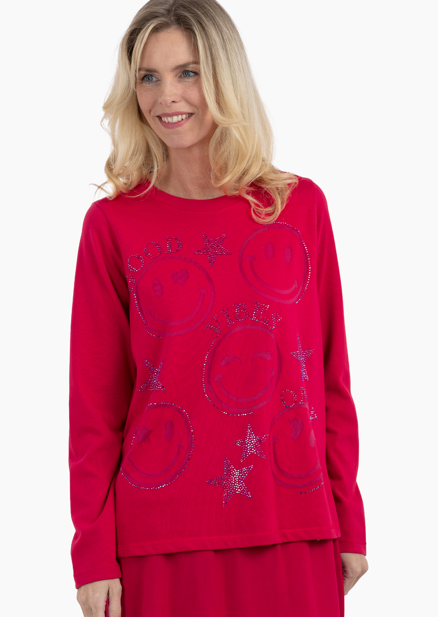 Langarmshirt 'Good vibes', tredyrot