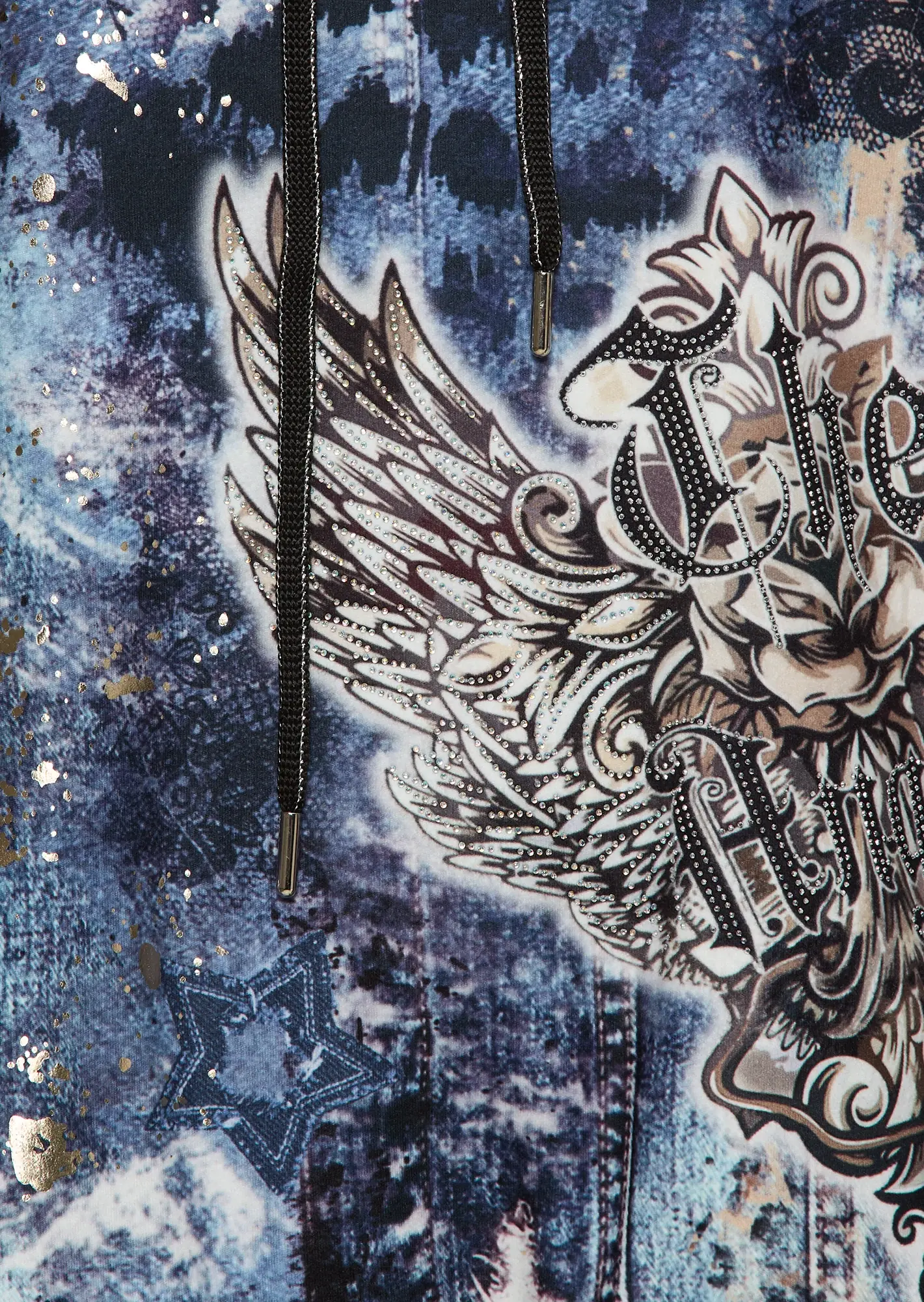 Langarmshirt 'Angel' mit Kapuze, denim