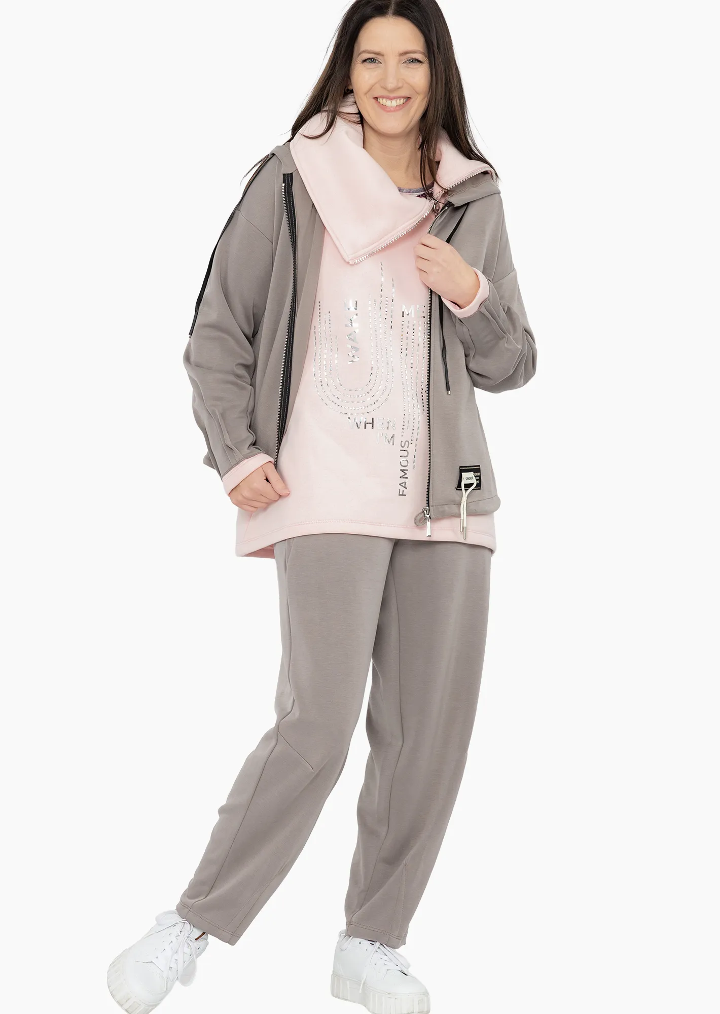 Pants mit Ziernähten, taupe