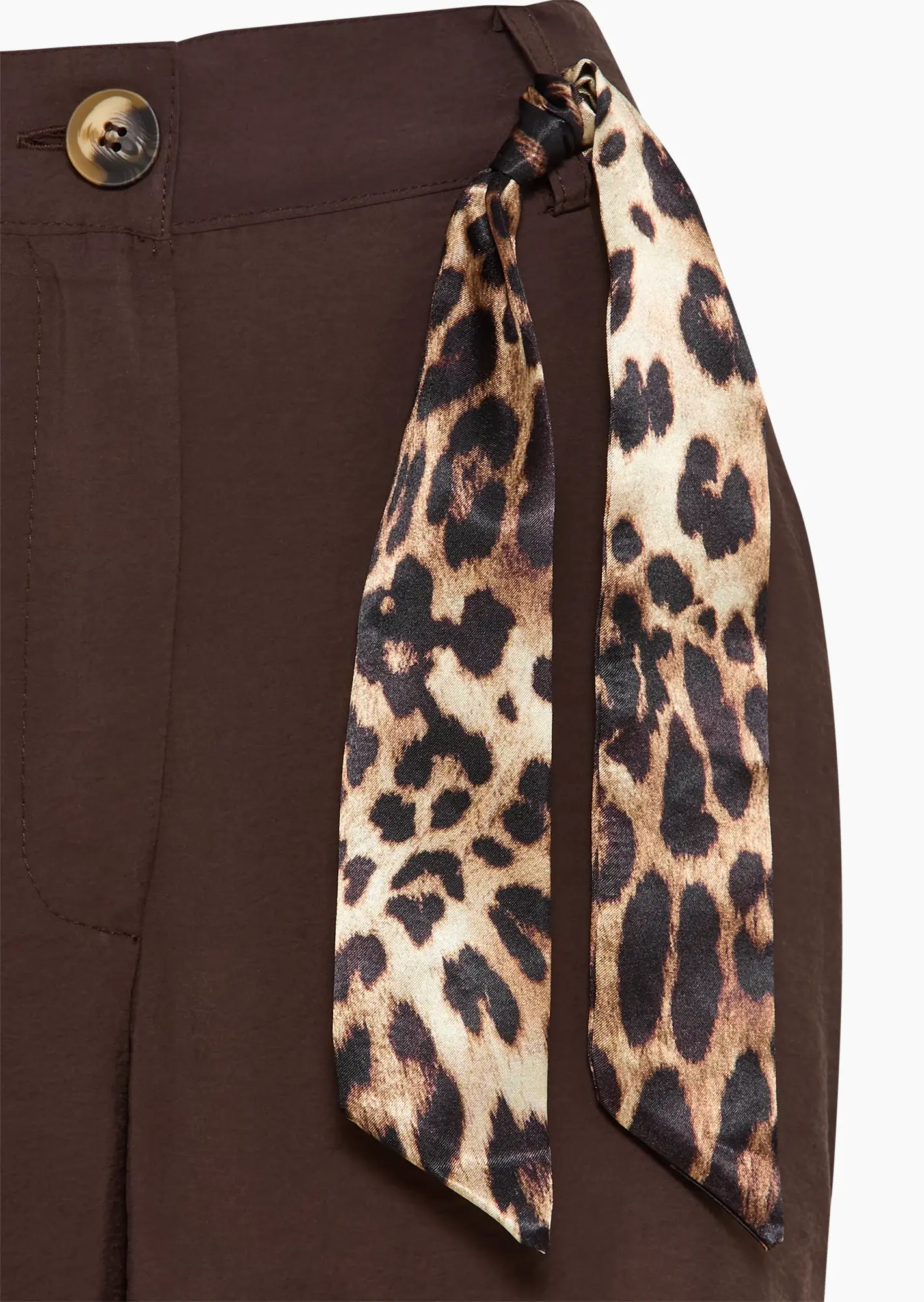 Wide Leg Modal Cargohose mit Zierband, taupe