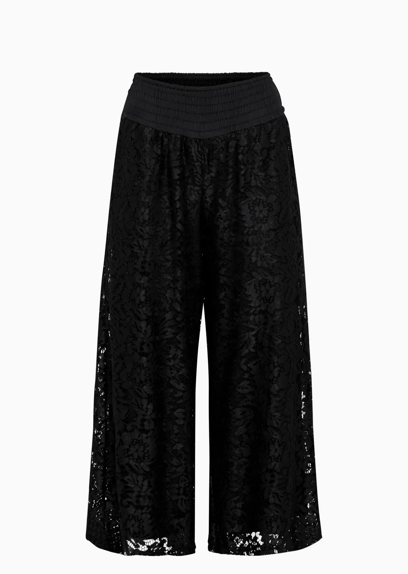 Wide Leg Spitzenhose, schwarz