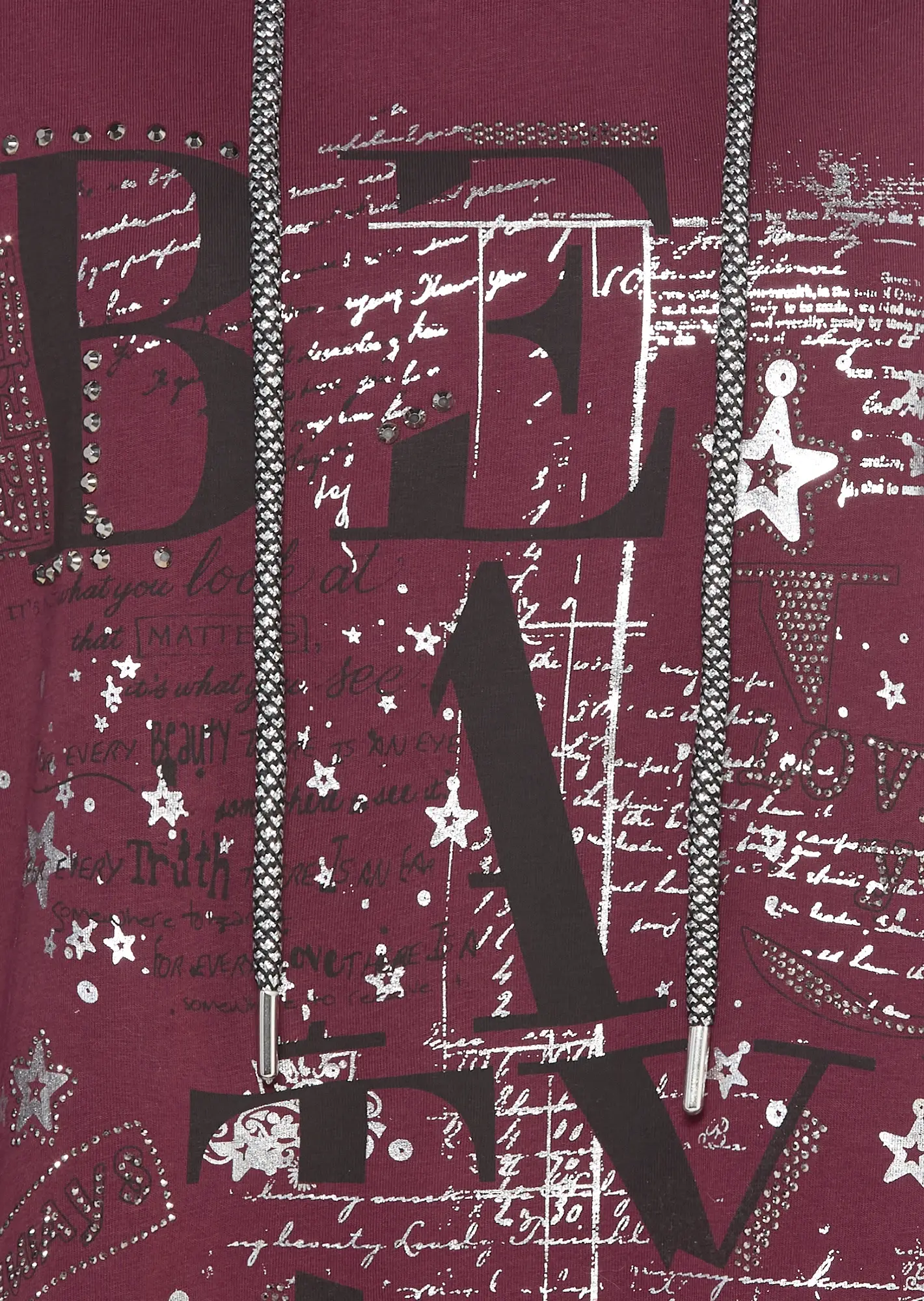 Langarmshirt 'Beauty', burgund