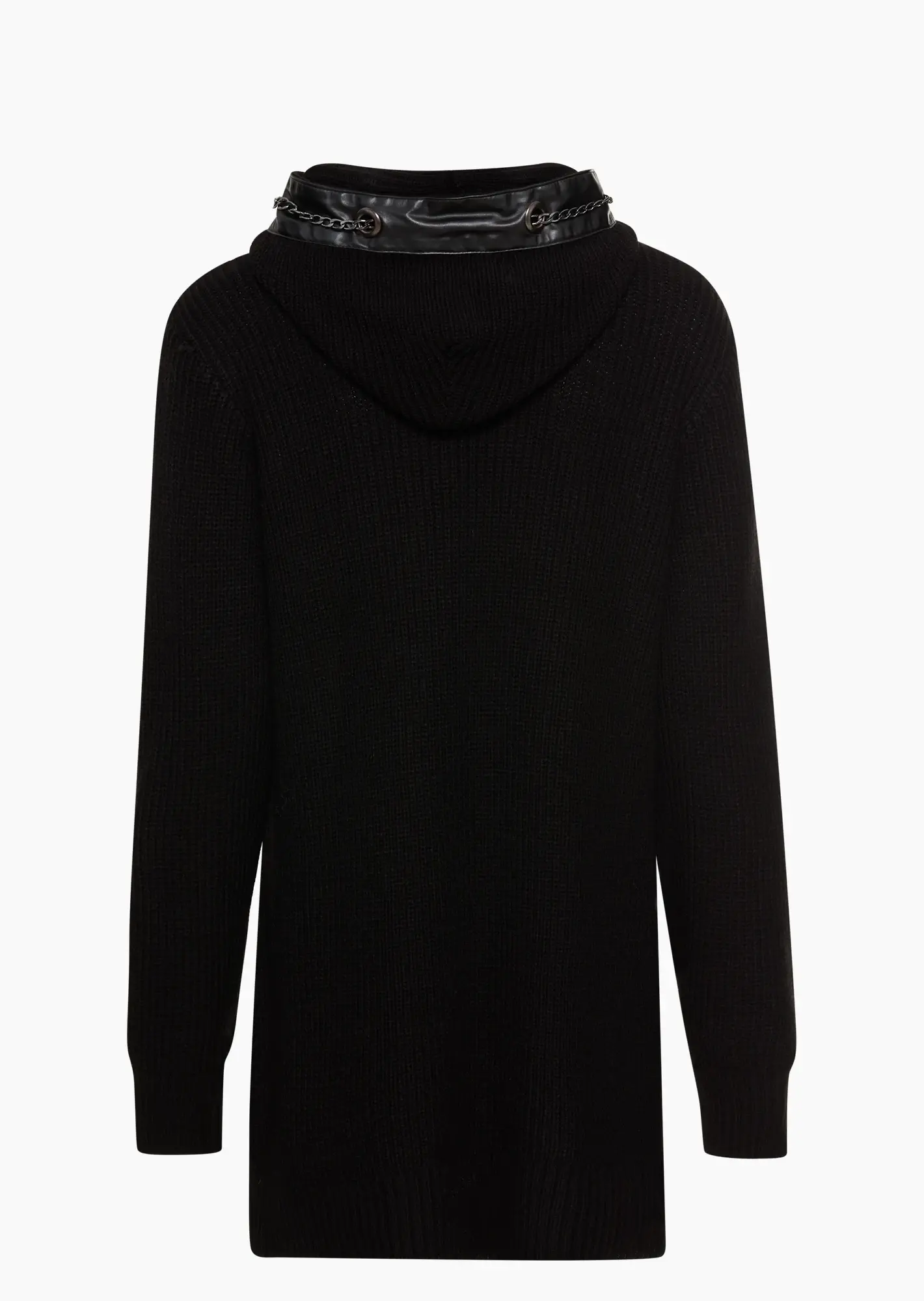 Strickpullover mit Kapuze, schwarz