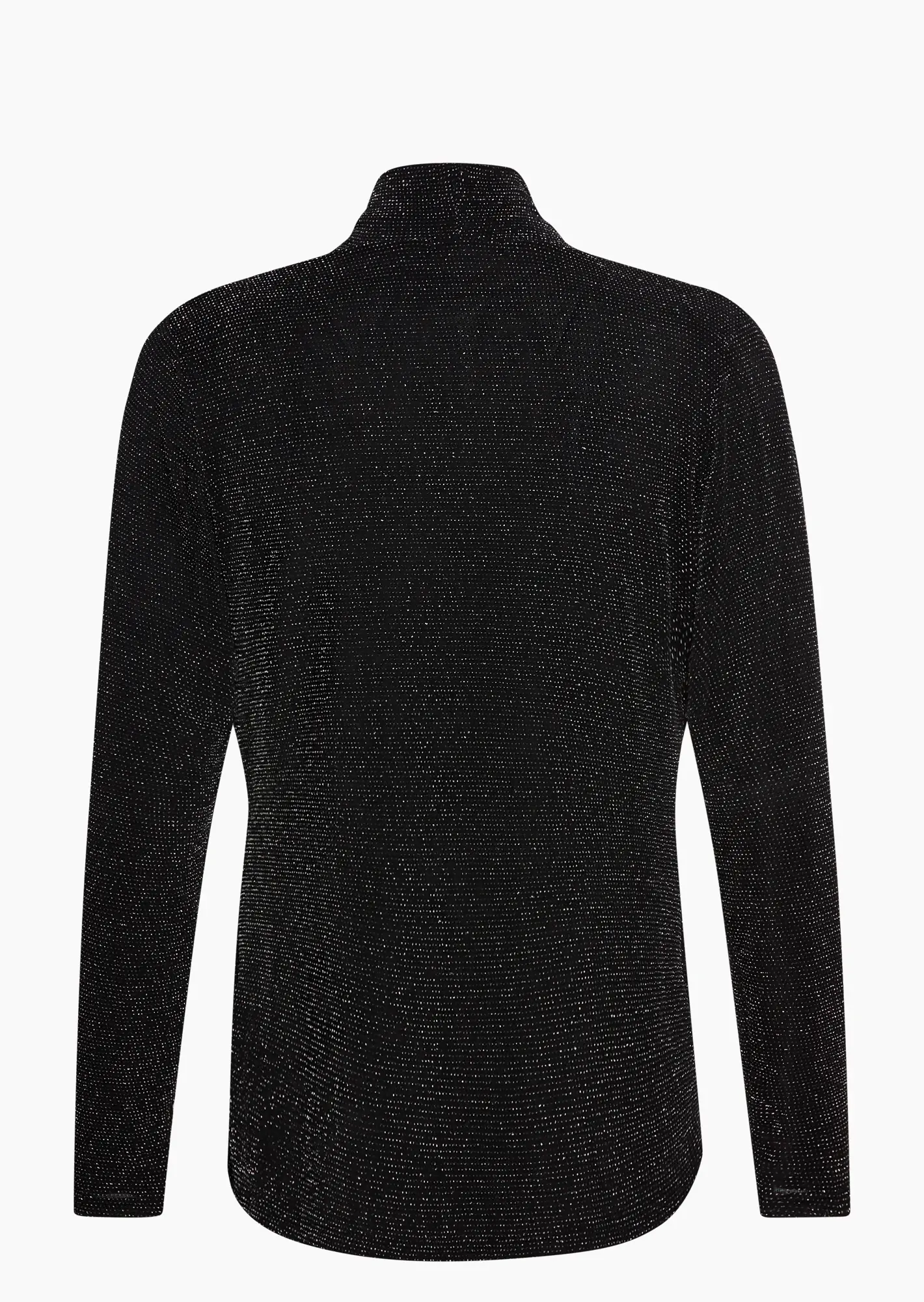 Langarmshirt mit Wasserfallkragen, schwarz