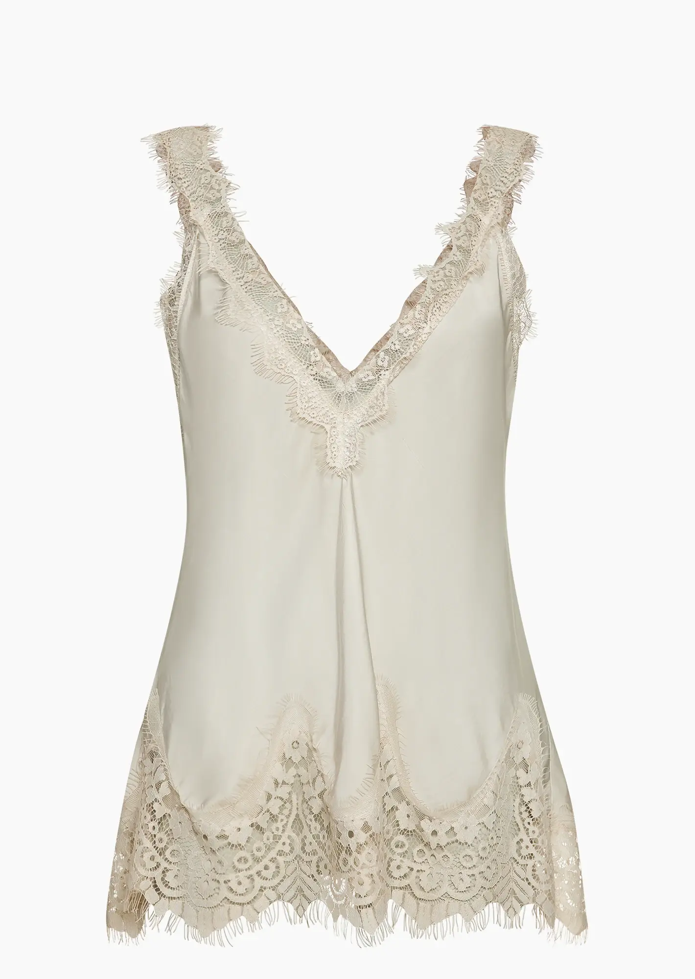 Basic Top aus Viskose-Satin, crema