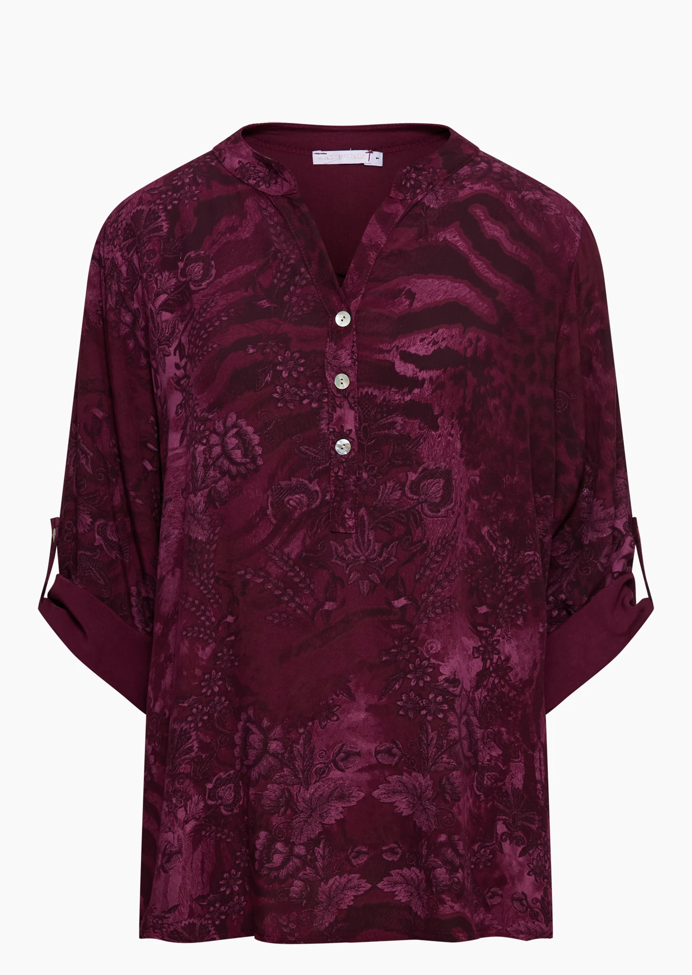 Bluse im Alloverprint, burgund
