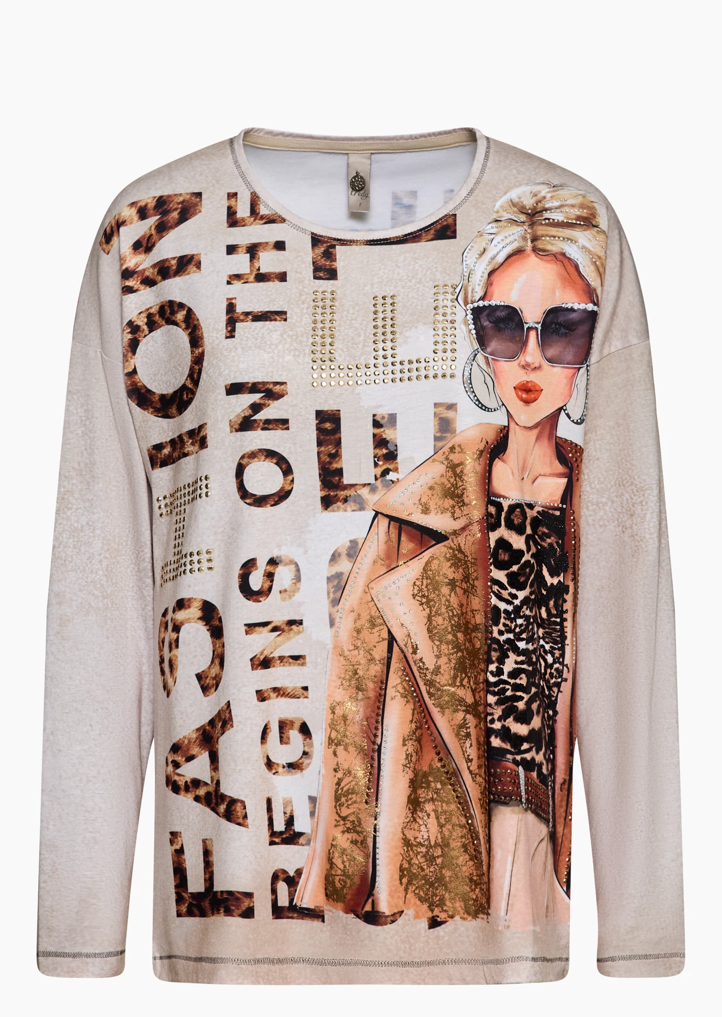 Langarmshirt 'Fashion', sand