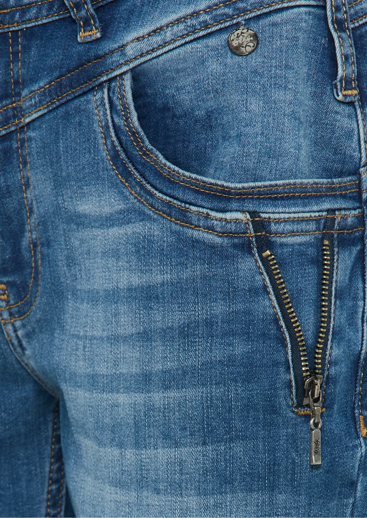 Doppelbundjeans, blue denim