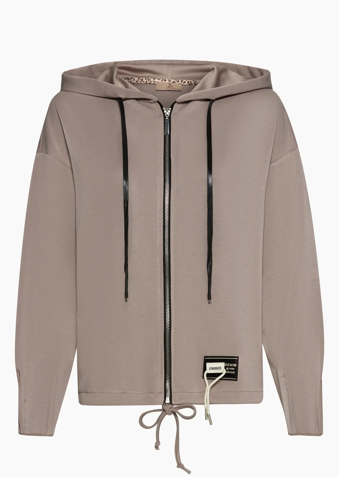 Sweatjacke mit Ziernähten, taupe