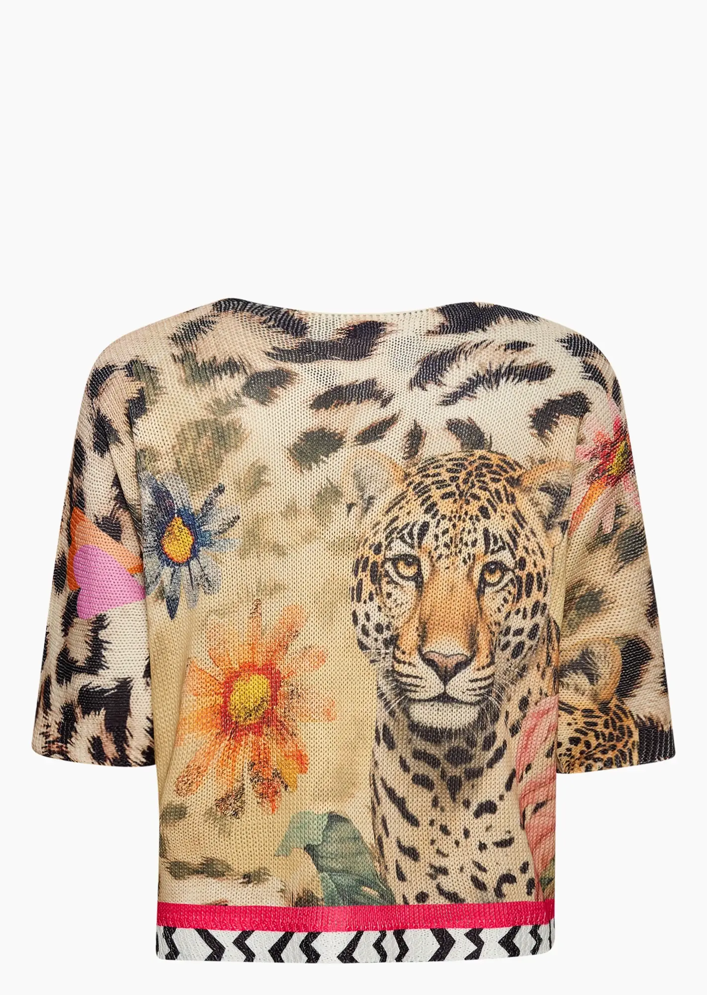 Strickpullover 'Leoprint', crema-schwarz