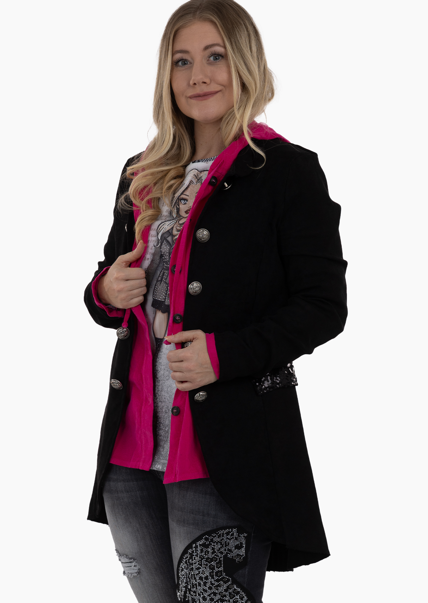 Blazer im Military-Style, schwarz