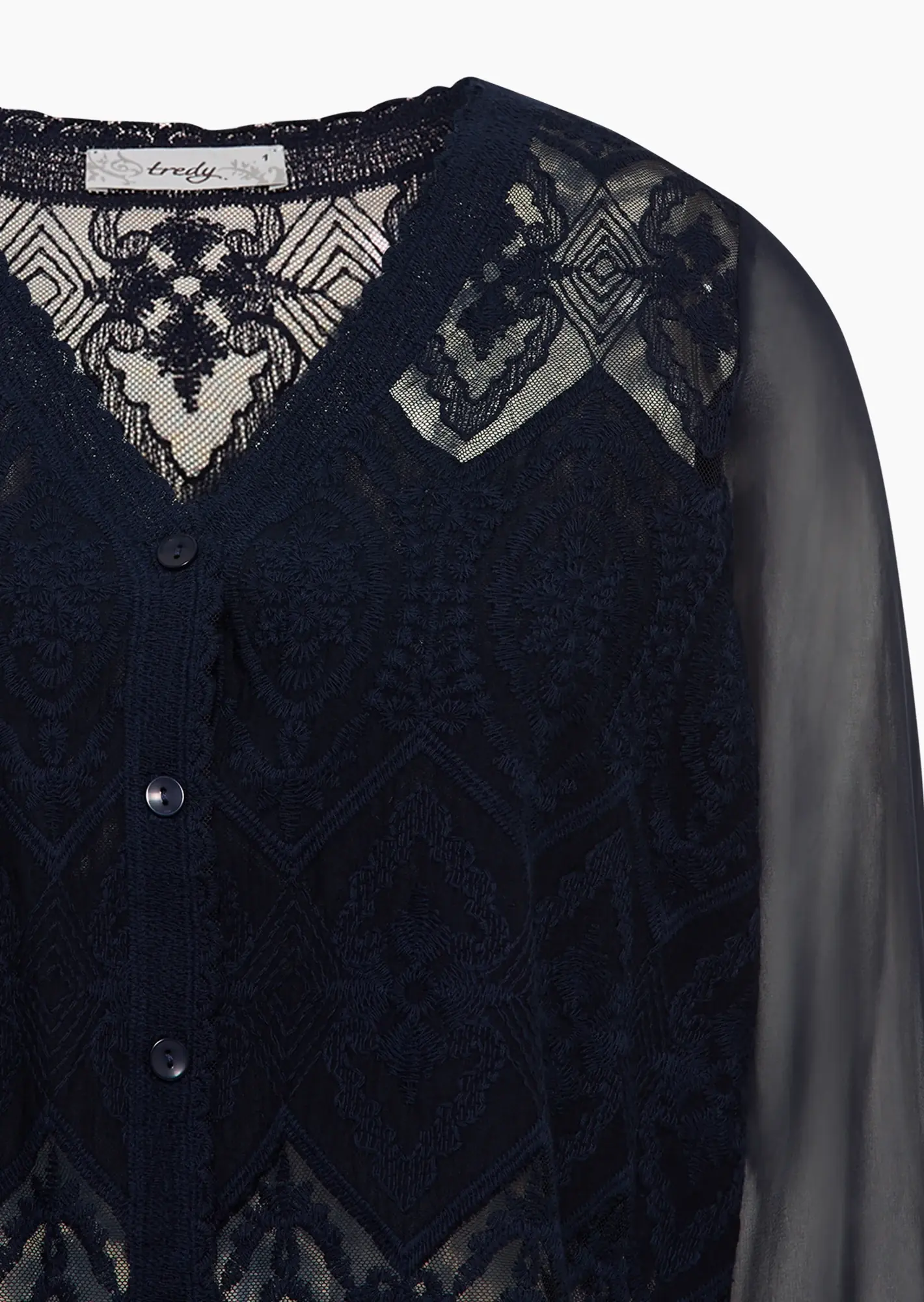 Bluse im Spitzendesign, navy