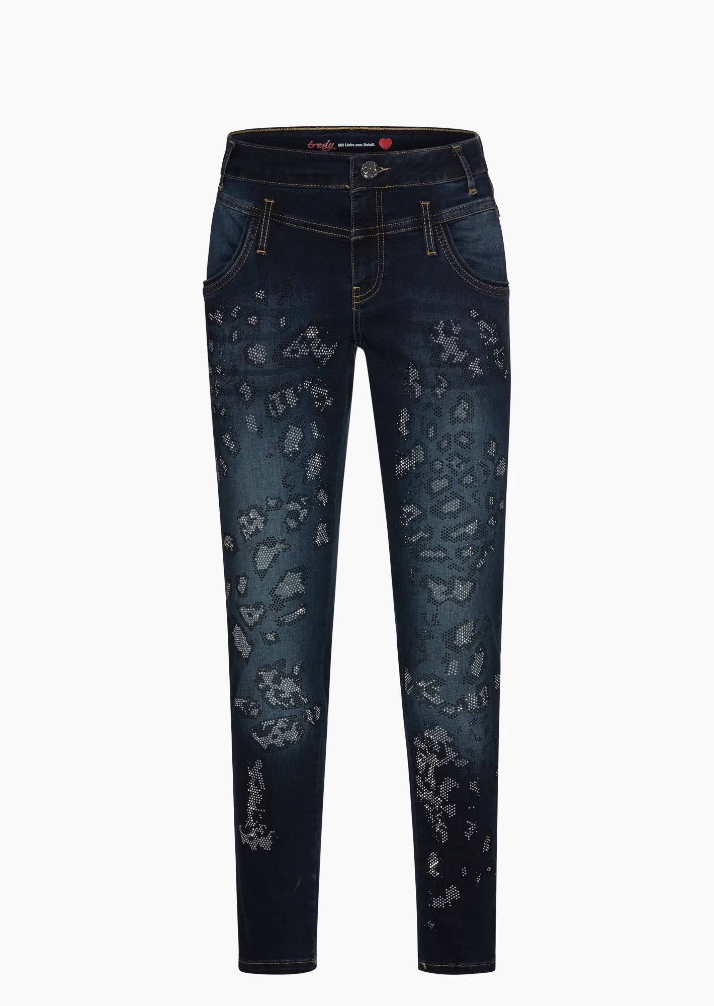 Jeans mit Glitzersteinen, blue black denim