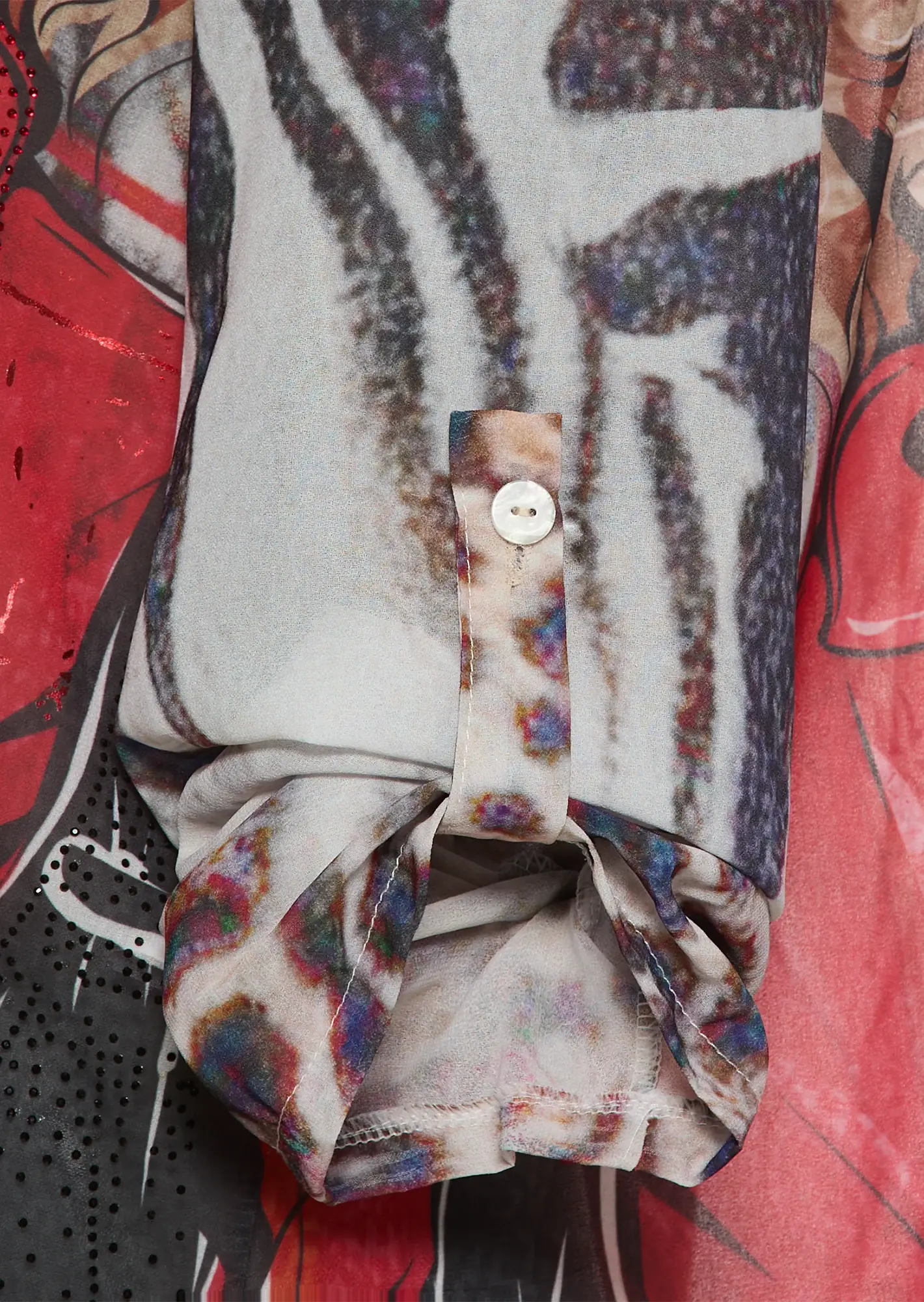 transparente Bluse 'Woman', crema-schwarz