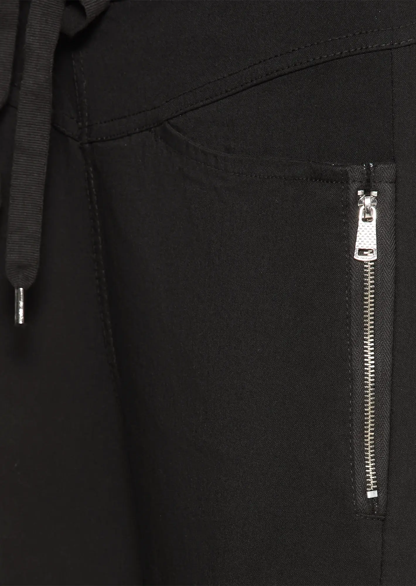 Wide Leg mit dekorativen Reißverschlüssen, schwarz