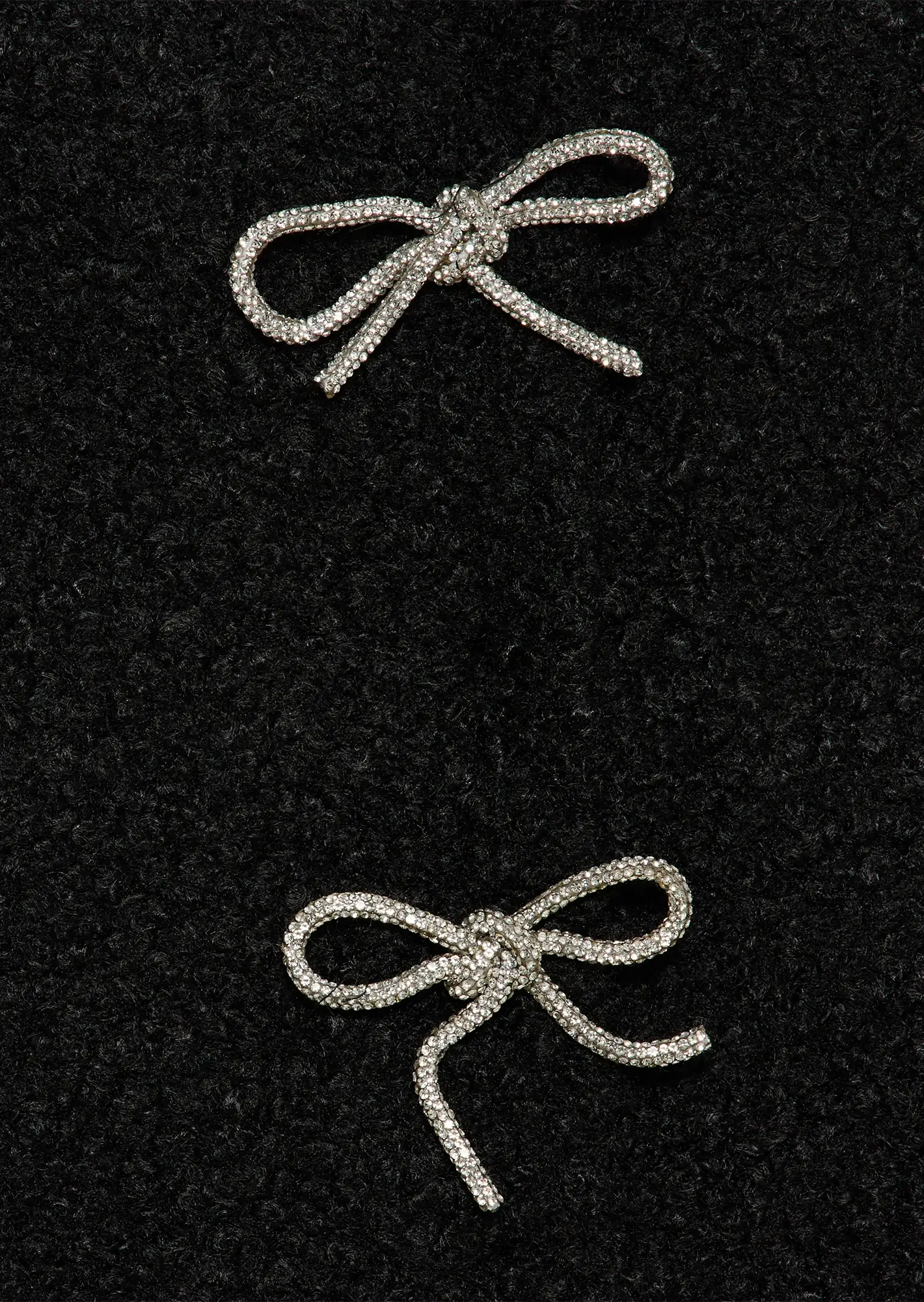 Bouclé-Jacke mit Schleifen, schwarz