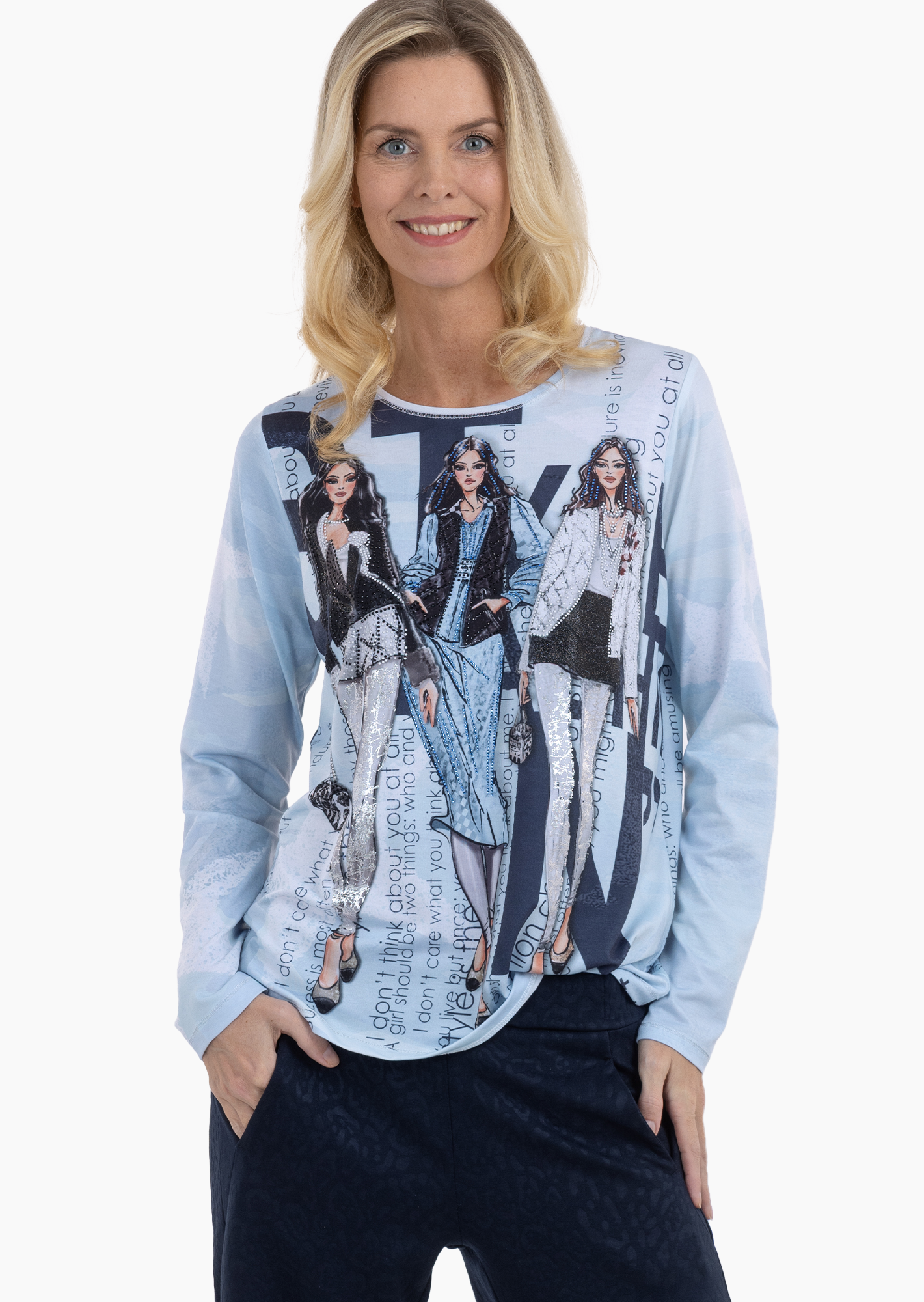 Langarmshirt 'Style', eiskristall