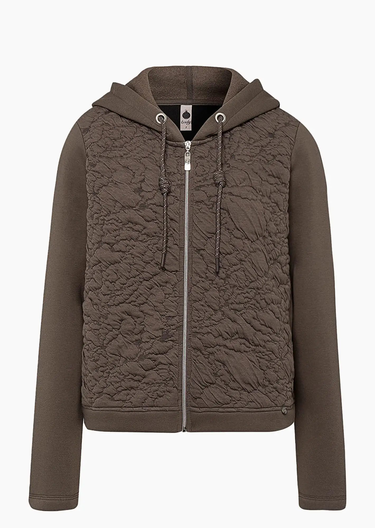 Sweatjacke mit Strukturmuster, taupe