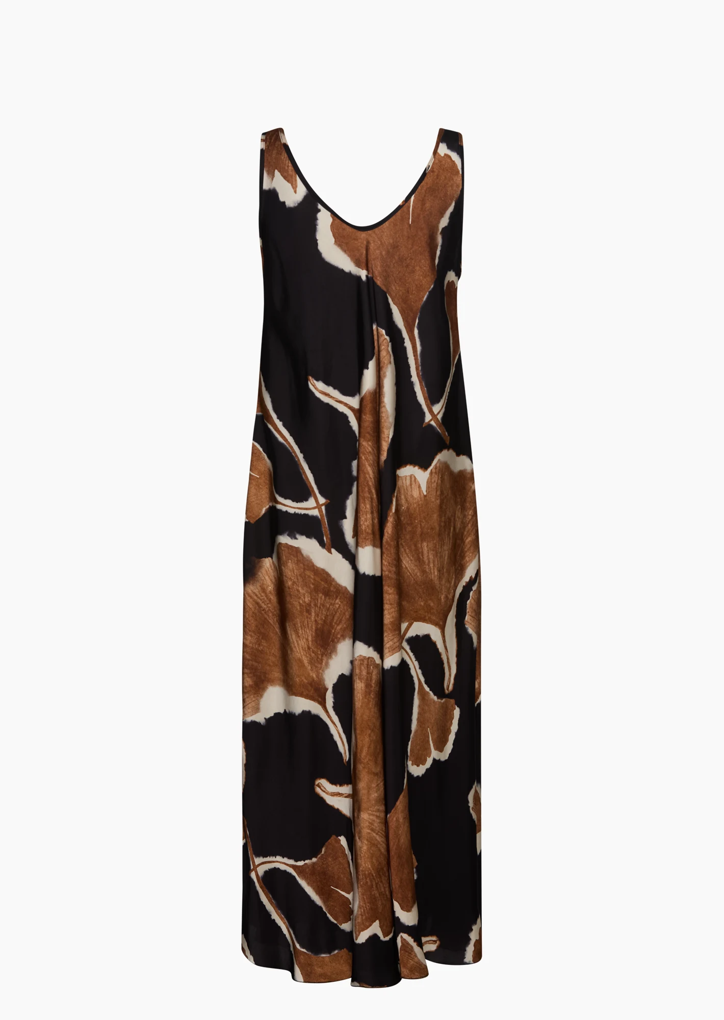 Kleid aus Viskose-Satin, cappuccino-schwarz