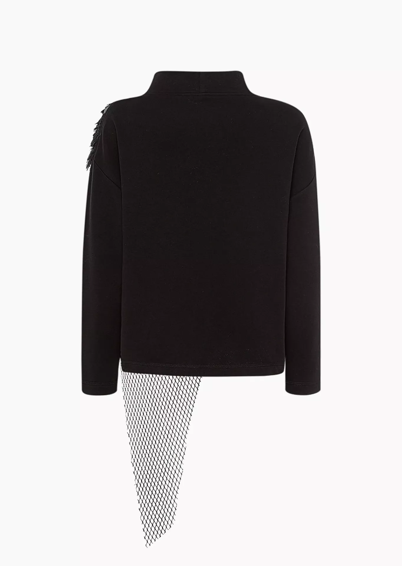 Sweatpullover mit Fell-Optik, schwarz