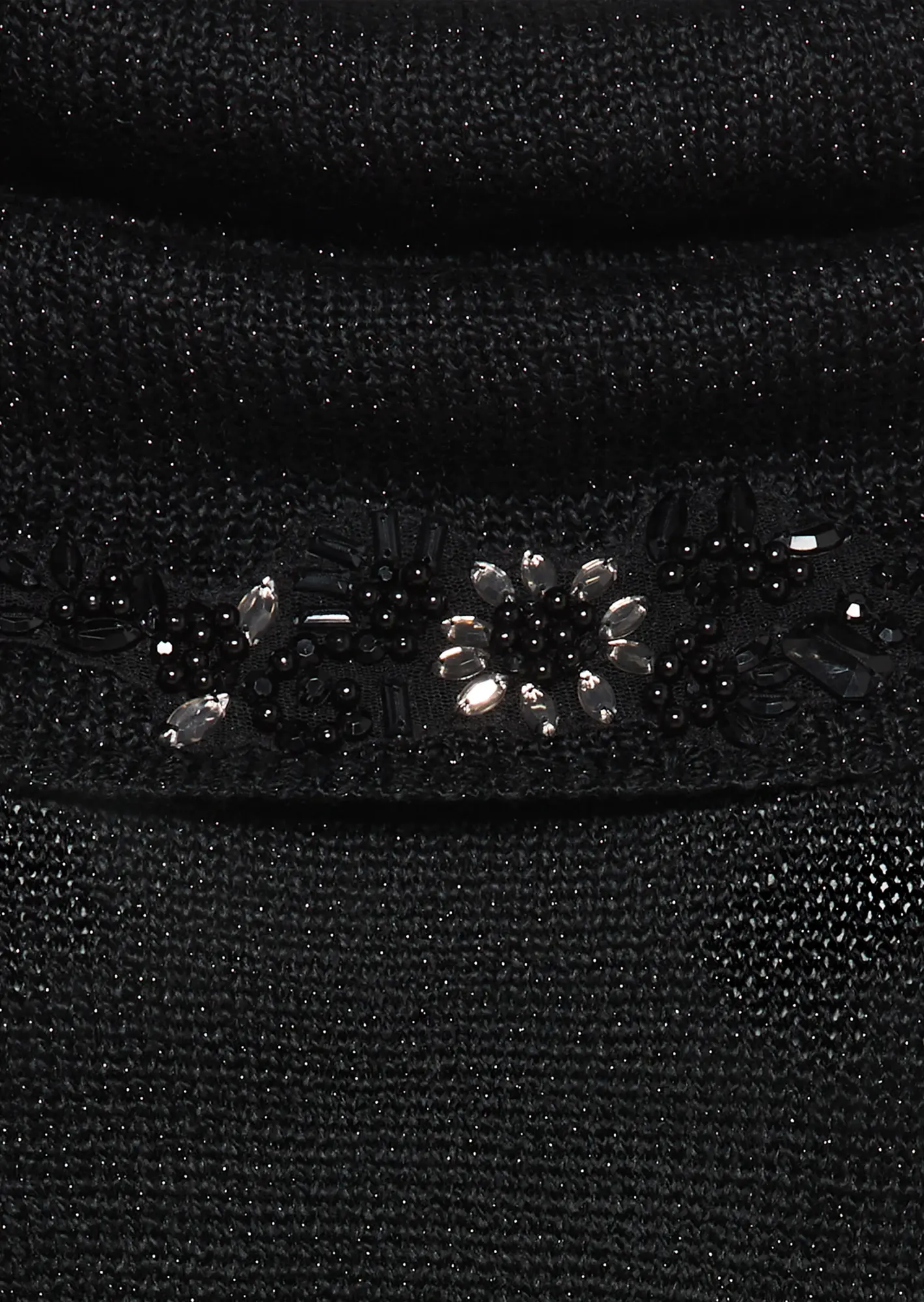 Strickpullover mit Perlen und Glitzerschimmer, schwarz