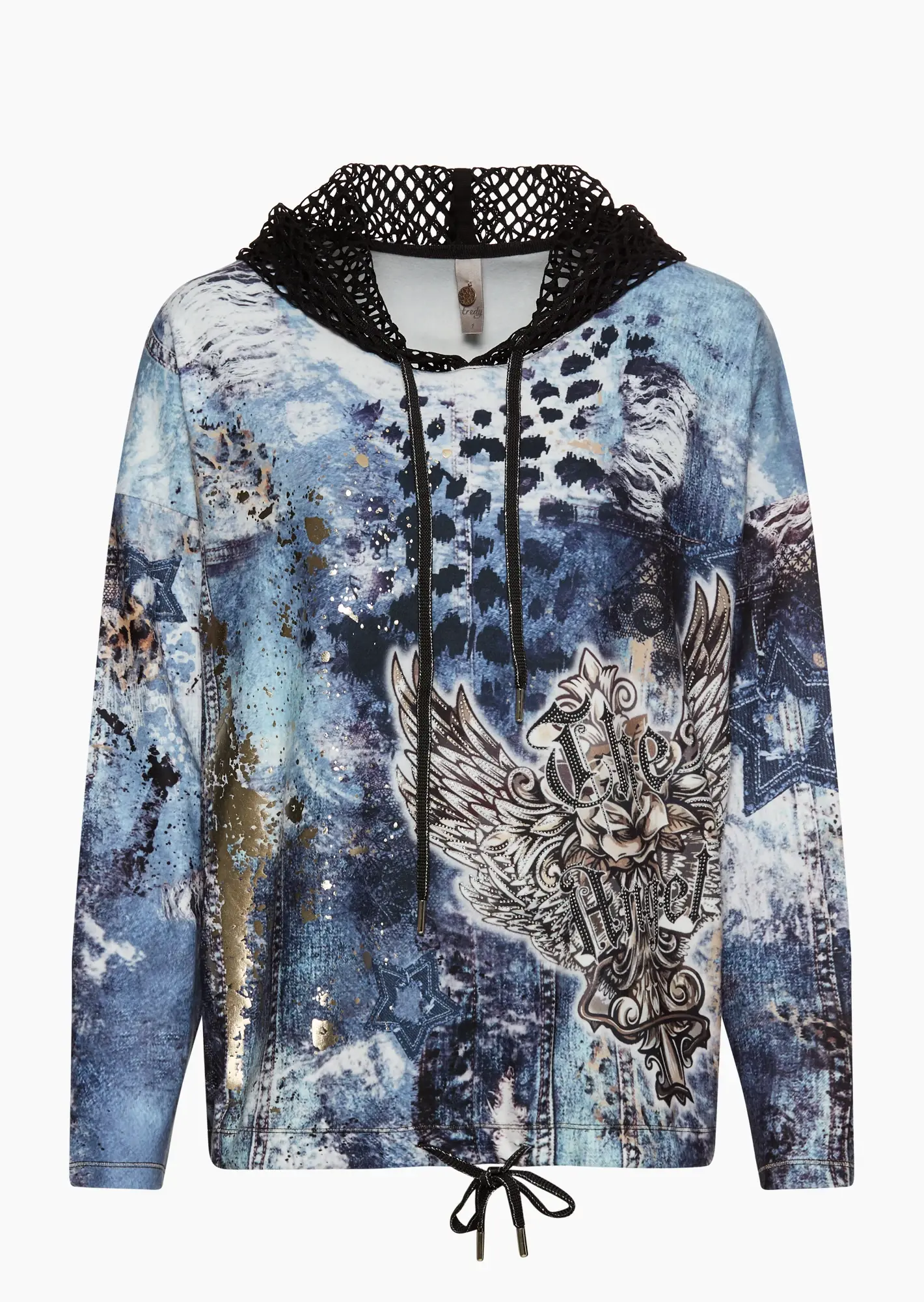 Langarmshirt 'Angel' mit Kapuze, denim