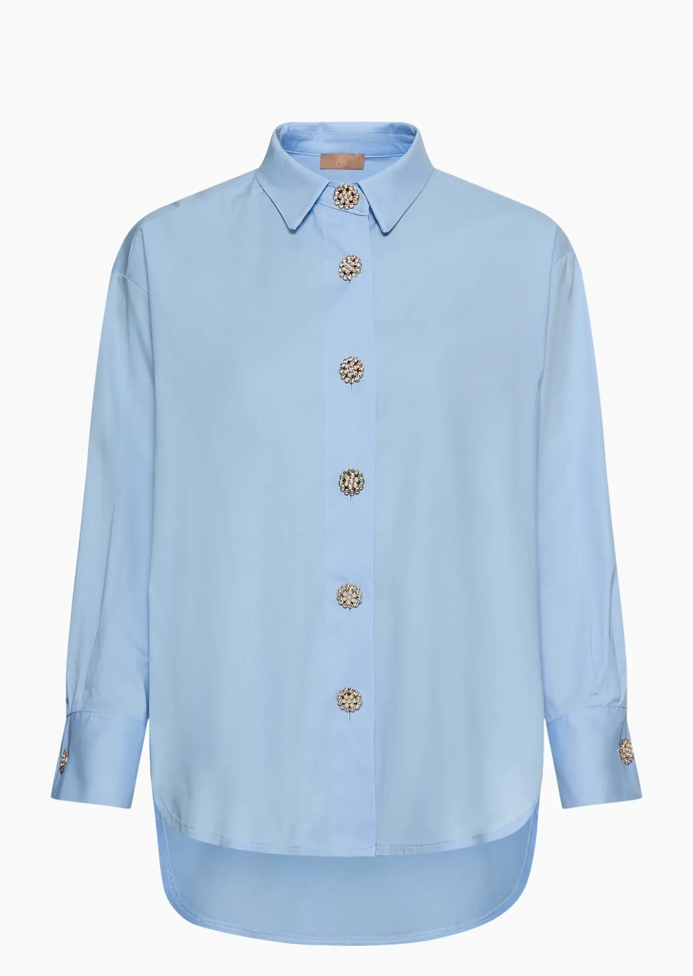 Bluse mit dekorativen Knöpfen, eiskristall