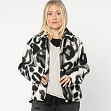 Kurze Filzjacke Animal, schwarz-offwhite 