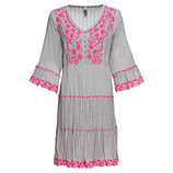 Kleid mit Volant, silber-pink 