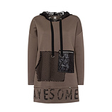 Sweatshirt mit Netz, taupe 