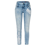 Jeans mit Spitzenpatch, light blue denim 