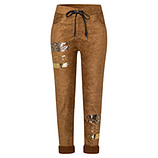 Suede-Joggpants mit Print, cappuccino 