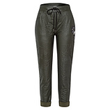 Joggpants in Leder-Optik, oliv 