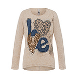 Langarmshirt 'Love', sand-melange 