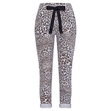 Suede-Joggpants im Animalprint, crema 