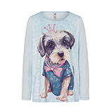 Langarmshirt 'Hund', eiskristall 