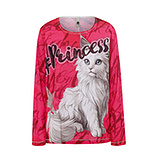 Langarmshirt 'Katze', pink flash 