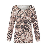 Langarmshirt im Animalprint, cappuccino 