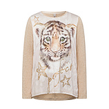 Langarmshirt 'Tiger', sand-melange 